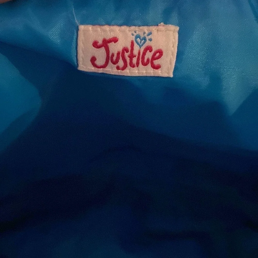 NWOT Justice Initial “C” Beach Bag Metallic Blue & Silver Sparkle W/ Zipper